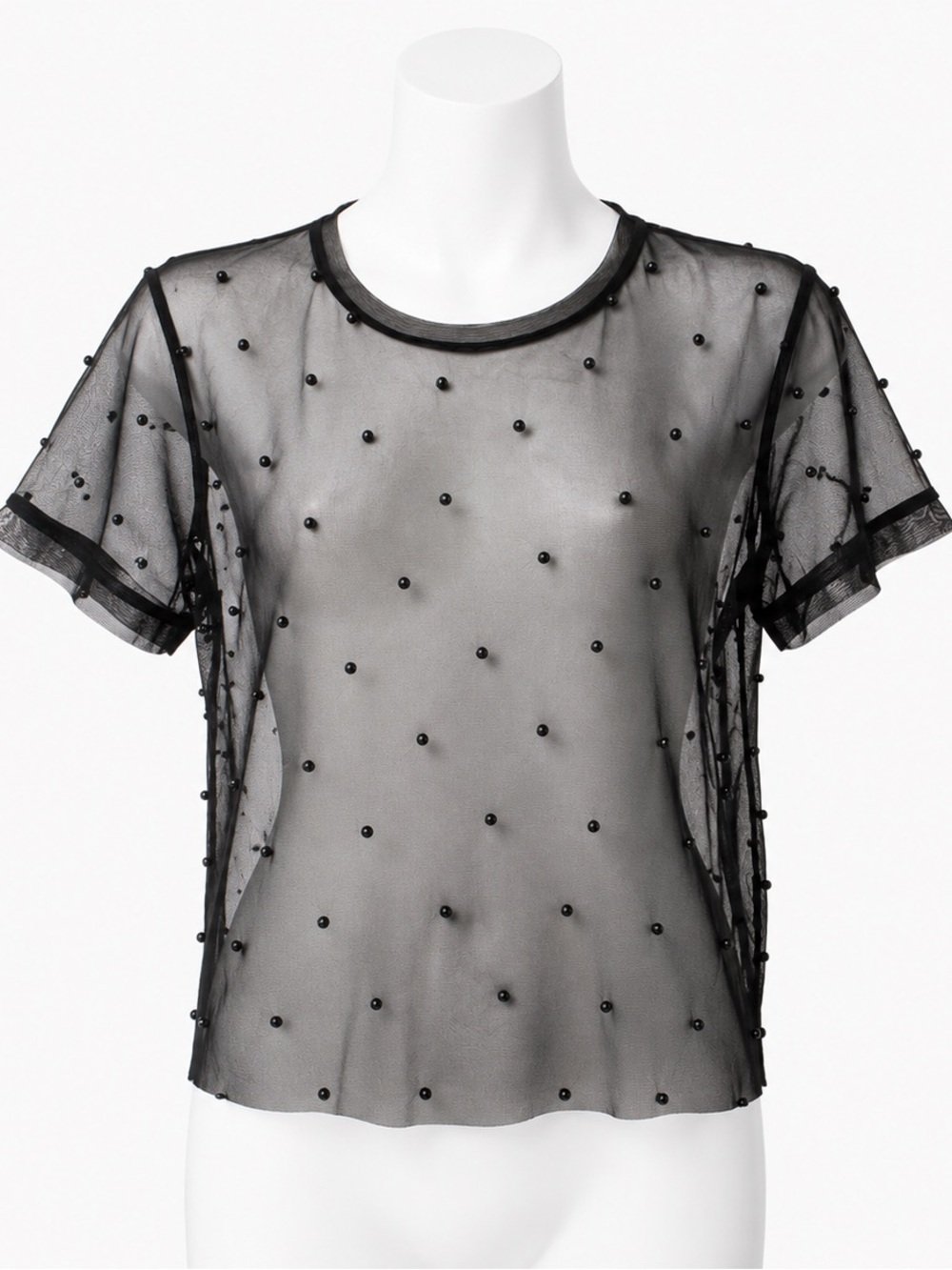 Zara pearl trim sheer top